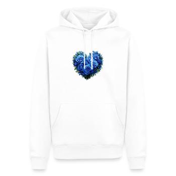 Herz,Blumenherz, Rosen, blaue Rosen, Blumen - Männer Premium Bio Hoodie - Weiß - Vorne - Nico (187cm)