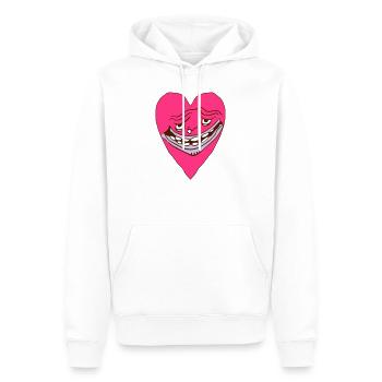 Herz Grimasse - Hässliches Herz Gesicht - Männer Premium Bio Hoodie - Weiß - Vorne - Nico (187cm)