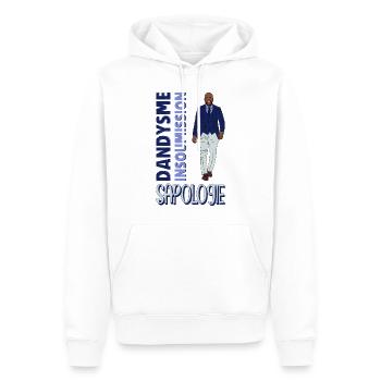 Dandysme - Insoumission - Sapologie - Sweat à capuche Premium bio Homme - blanc - Devant - Nico (187cm)
