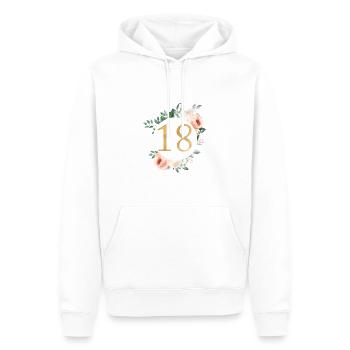 Numéro 18, couronne pastel verte, personnalisable - Sweat à capuche Premium bio Homme - blanc - Devant - Nico (187cm)