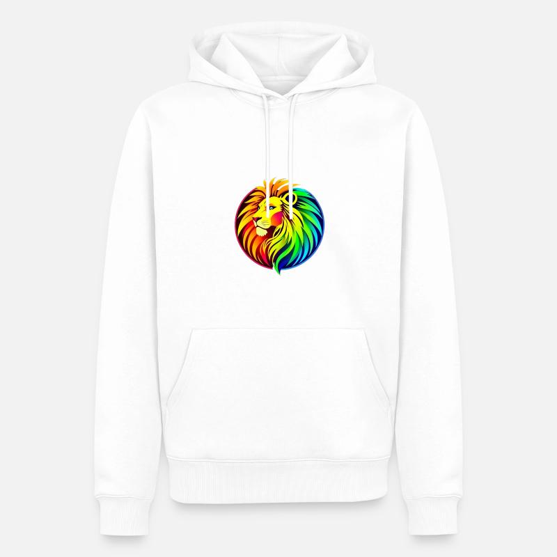 Lion design multicolore. - Sweat à capuche Premium bio Homme - blanc