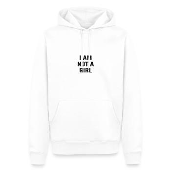 Je ne suis pas une fille - Sweat à capuche Premium bio Homme - blanc - Devant - Nico (187cm)