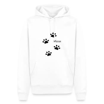 DZ0001 Miaou Pattes de Chat - Sweat à capuche Premium bio Homme - blanc - Devant - Nico (187cm)