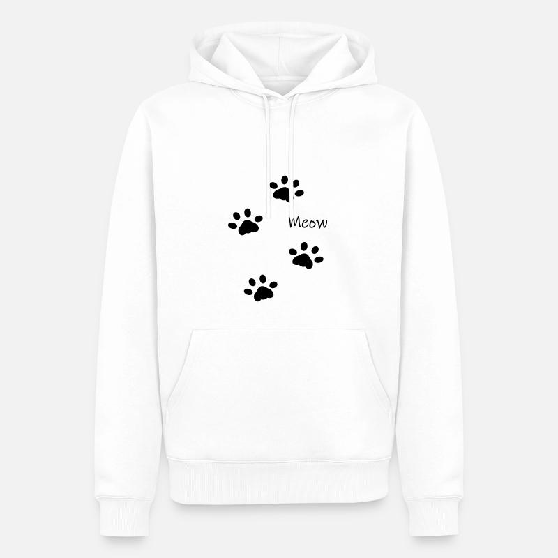 DZ0001 Miaou Pattes de Chat - Sweat à capuche Premium bio Homme - blanc