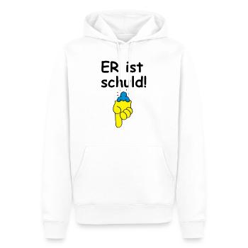 IL est à blâmer! - Sweat à capuche Premium bio Homme - blanc - Devant - Nico (187cm)