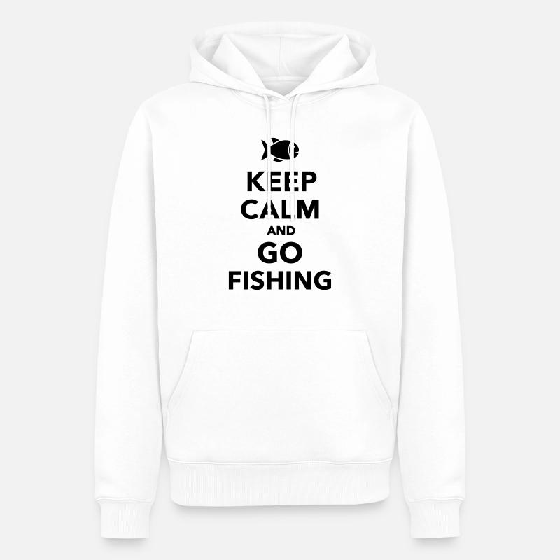 Keep calm and go fishing - Sweat à capuche Premium bio Homme - blanc
