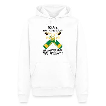 90 ans bouteille petillant anniversaire - Sweat à capuche Premium bio Homme - blanc - Devant - Nico (187cm)