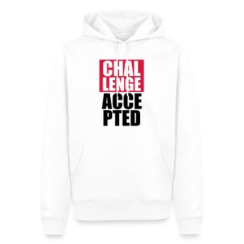 Cool Challenge Accepted Text Design - Männer Premium Bio Hoodie - Weiß - Vorne - Nico (187cm)