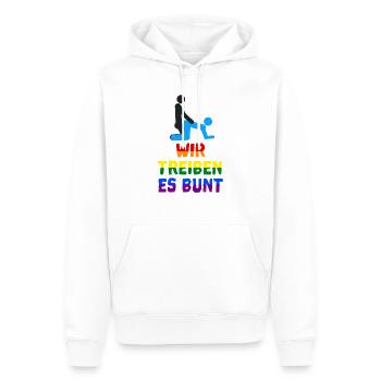 Wir treiben es bunt! funny gay pride - Männer Premium Bio Hoodie - Weiß - Vorne - Nico (187cm)