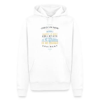 Citations made in Belgique - Sweat à capuche Premium bio Homme - blanc - Devant - Nico (187cm)