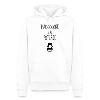 poterie / potier / vase / sculpteur - Sweat à capuche Premium bio Homme - blanc - Devant - Nico (187cm)