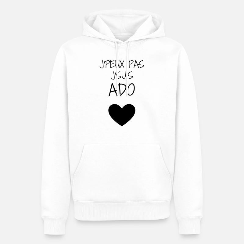 adolescent / enfant / ado / adolescente - Sweat à capuche Premium bio Homme - blanc