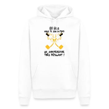 80 ans bouteille petillant anniversaire - Sweat à capuche Premium bio Homme - blanc - Devant - Nico (187cm)