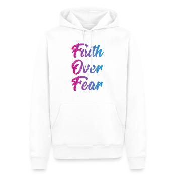 Faith over Fear - Männer Premium Bio Hoodie - Weiß - Vorne - Nico (187cm)