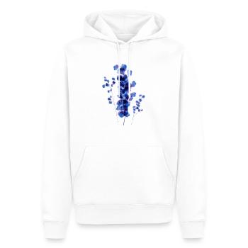 Fleur d’aquarelle Delphinium - Sweat à capuche Premium bio Homme - blanc - Devant - Nico (187cm)