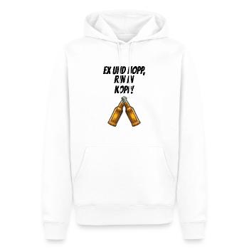 Ex und hopp rin in Kopp! Bier Party Feiern - Männer Premium Bio Hoodie - Weiß - Vorne - Nico (187cm)