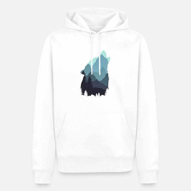 Wolf - Männer Premium Bio Hoodie - Weiß