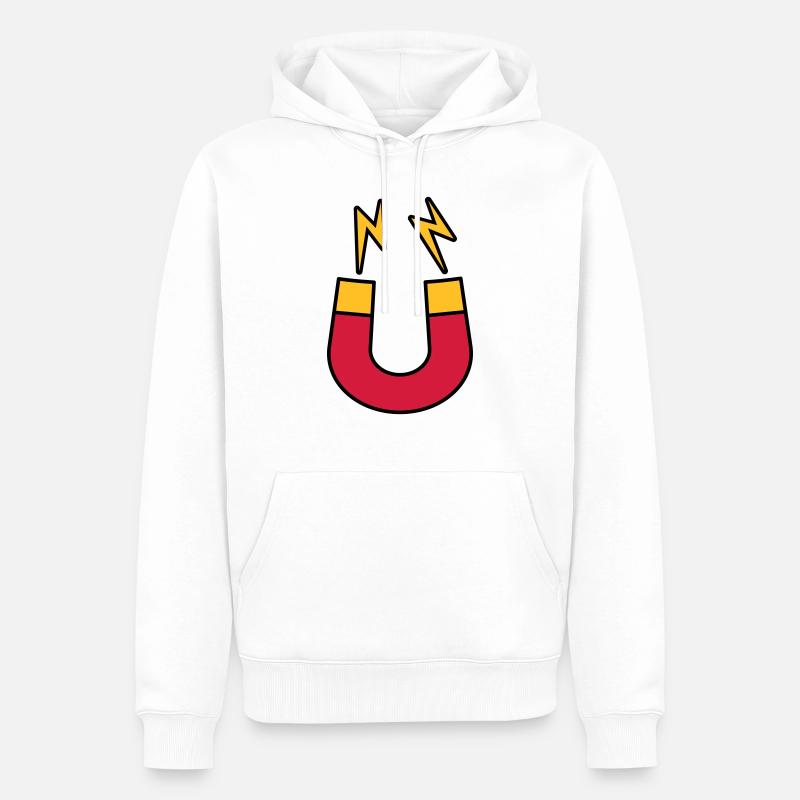 Logo de l’aimant lightning drôle - Sweat à capuche Premium bio Homme - blanc