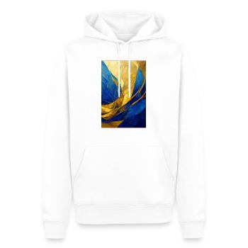 Abstract Painting in Blue and Gold - Männer Premium Bio Hoodie - Weiß - Vorne - Nico (187cm)