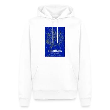 Nachtblaue moderne ästhetische Freiberg Stadtkarte - Männer Premium Bio Hoodie - Weiß - Vorne - Nico (187cm)