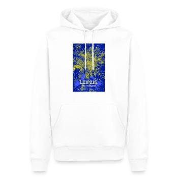 Nachtblaue moderne ästhetische Leipzig Stadtkarte - Männer Premium Bio Hoodie - Weiß - Vorne - Nico (187cm)