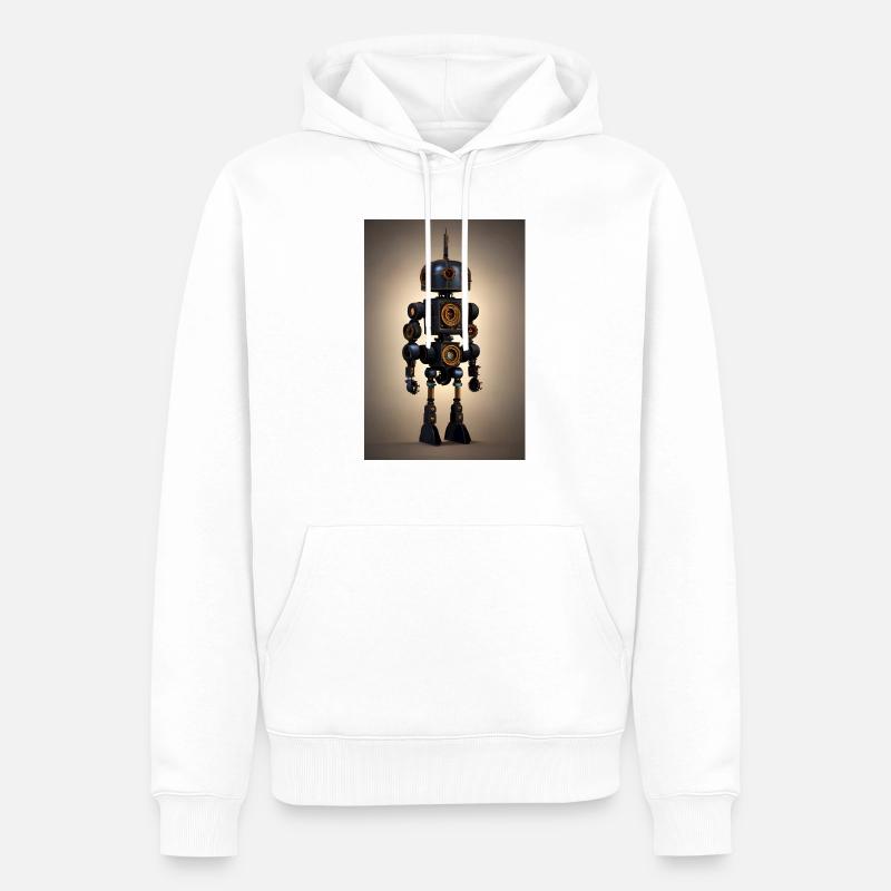 Steampunk Robot - Sweat à capuche Premium bio Homme - blanc
