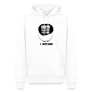 kiss him - Sweat à capuche Premium bio Homme - blanc - Devant - Nico (187cm)
