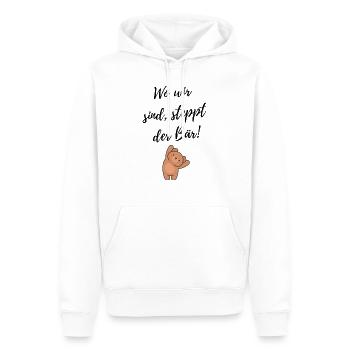 Wo wir sind steppt der Bär!-Lustiger Spruch - Männer Premium Bio Hoodie - Weiß - Vorne - Nico (187cm)