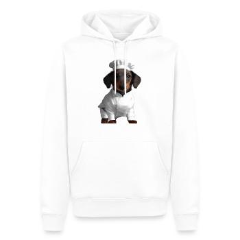 Chiens, Chiot teckel, Teckel, Chien, cuisine, restaurateur - Sweat à capuche Premium bio Homme - blanc - Devant - Nico (187cm)