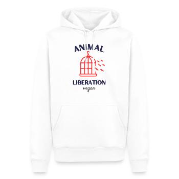 Animal Liberation, végétalien - Sweat à capuche Premium bio Homme - blanc - Devant - Nico (187cm)