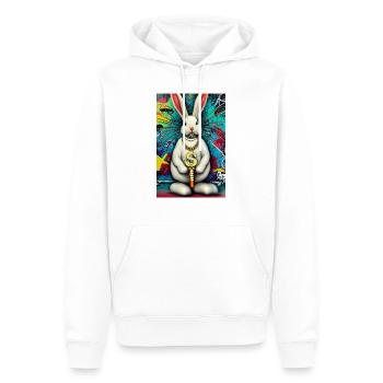 Pop Art Lapin urbain moderne $ Signe - Sweat à capuche Premium bio Homme - blanc - Devant - Nico (187cm)