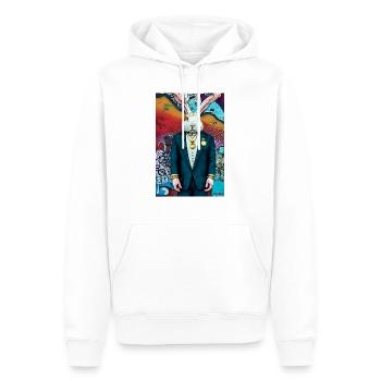 Lapin en costume | moderne, style urbain, coloré - Sweat à capuche Premium bio Homme - blanc - Devant - Nico (187cm)