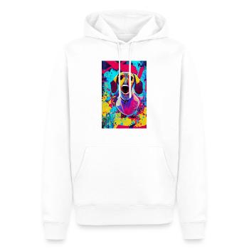Modernes Pop-Art Print | Dackel mit Graffiti Bunt - Männer Premium Bio Hoodie - Weiß - Vorne - Nico (187cm)