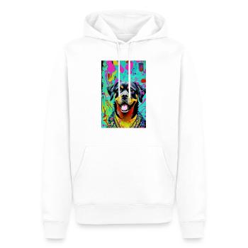 Modernes Pop-Art Print | bunt | Rottweiler - Männer Premium Bio Hoodie - Weiß - Vorne - Nico (187cm)