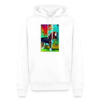 Modernes Pop-Art Print | bunt | Beagle Hund - Männer Premium Bio Hoodie - Weiß - Vorne - Nico (187cm)