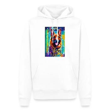 Impression pop art moderne | coloré | Berger allemand - Sweat à capuche Premium bio Homme - blanc - Devant - Nico (187cm)