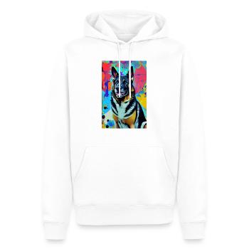 Modernes Pop-Art Print | bunt | German Shepherd - Männer Premium Bio Hoodie - Weiß - Vorne - Nico (187cm)