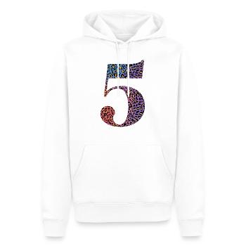 5e anniversaire léopard - Sweat à capuche Premium bio Homme - blanc - Devant - Nico (187cm)