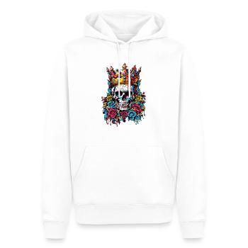 Totenkopf mit Krone - Männer Premium Bio Hoodie - Weiß - Vorne - Nico (187cm)