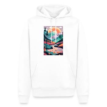 Alpine Elegance: Minimalist Beauty of the Mountain - Men’s Premium Organic Hoodie - white - Front - Nico (187cm)