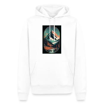 Alpine Elegance: Minimalist Beauty of the Mountain - Men’s Premium Organic Hoodie - white - Front - Nico (187cm)