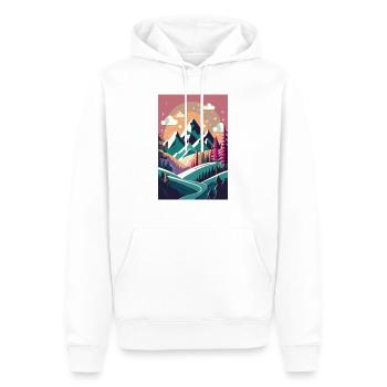 Alpine Elegance: Minimalist Beauty of the Mountain - Men’s Premium Organic Hoodie - white - Front - Nico (187cm)
