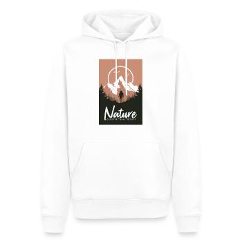 Nature Is Cheaper Than Therapy Mountains Hiking - Men’s Premium Organic Hoodie - white - Front - Nico (187cm)