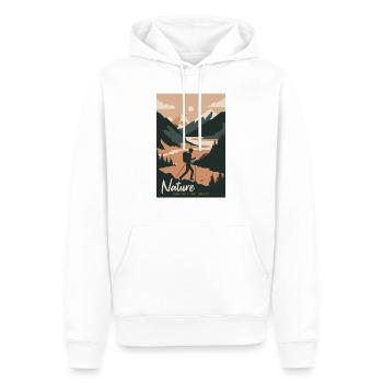 Nature Is Cheaper Than Therapy Mountains Hiking - Men’s Premium Organic Hoodie - white - Front - Nico (187cm)