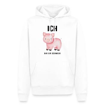 Ich bin ein Schwein - Männer Premium Bio Hoodie - Weiß - Vorne - Nico (187cm)