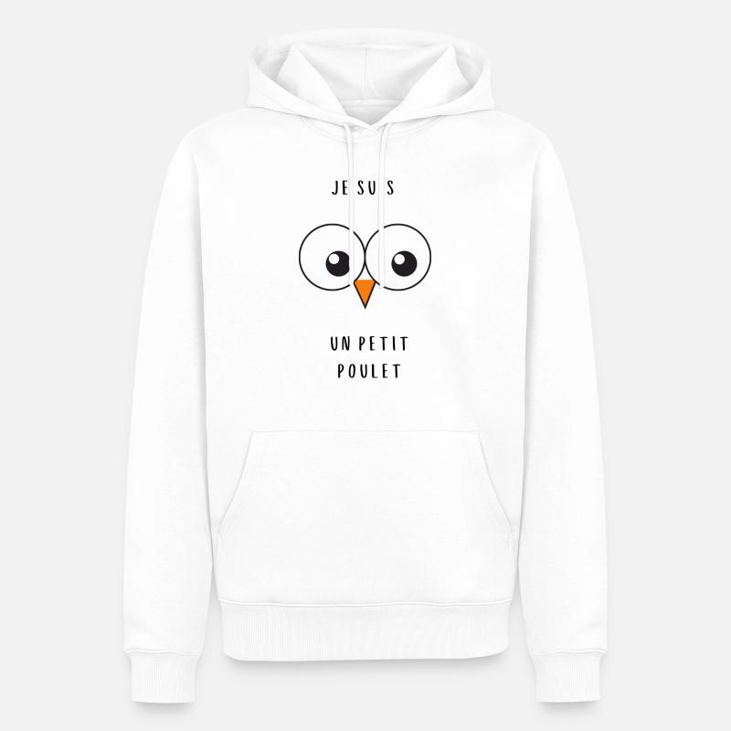 Petit Poulet les Gros Yeux - Sweat à capuche Premium bio Homme - blanc
