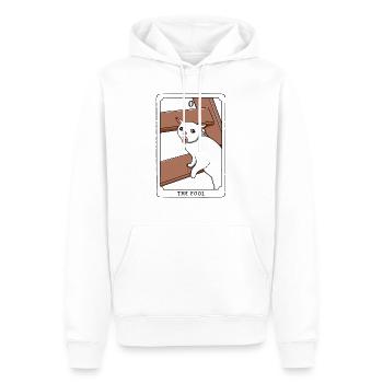 The Fool Funny Cat - Men’s Premium Organic Hoodie - white - Front - Nico (187cm)