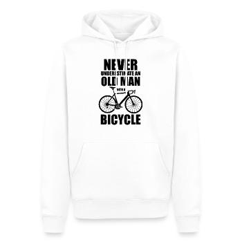 Drôle de dicton de bicyclette - Sweat à capuche Premium bio Homme - blanc - Devant - Nico (187cm)