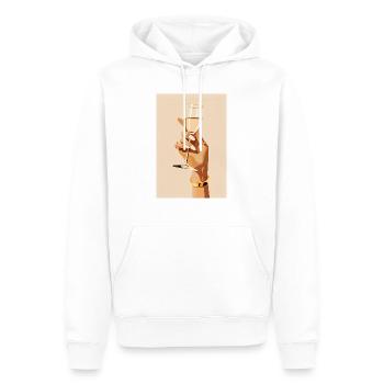 Prost! Frauenhand mit Sektglas | AI - Männer Premium Bio Hoodie - Weiß - Vorne - Nico (187cm)