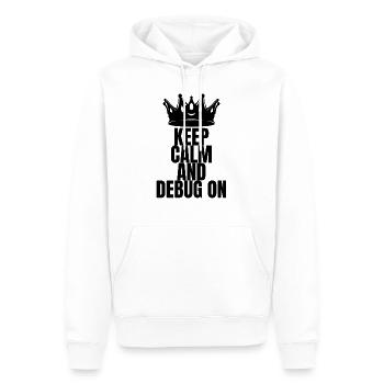 Keep Calm an debug on - Männer Premium Bio Hoodie - Weiß - Vorne - Nico (187cm)